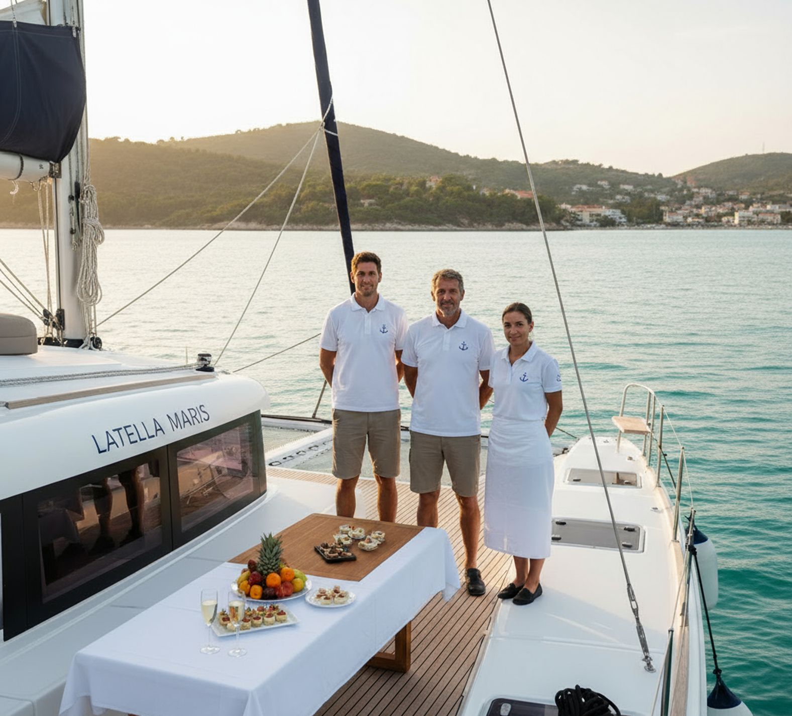 Professional catamaran crew